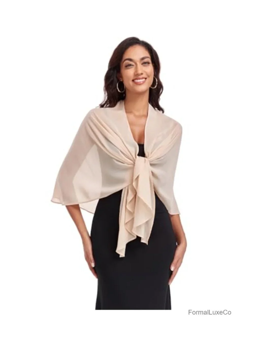 Chiffon Shawl Wrap for Women Evening Dress Soft Capelet Bridal Cover Up